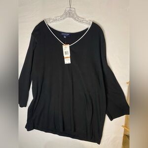Jones New York Charcoal V-Neck Blouse